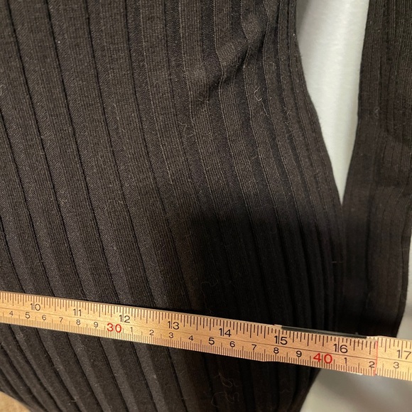 Quince Cotton Cashmere Ribbed Long Sleeve Crew Midi Dress Black Bodycon Medium - Picture 9 of 10
